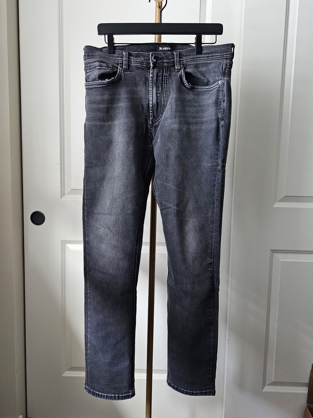 Blank NYC Men's Gray Washed Jeans Slim Straight Fit